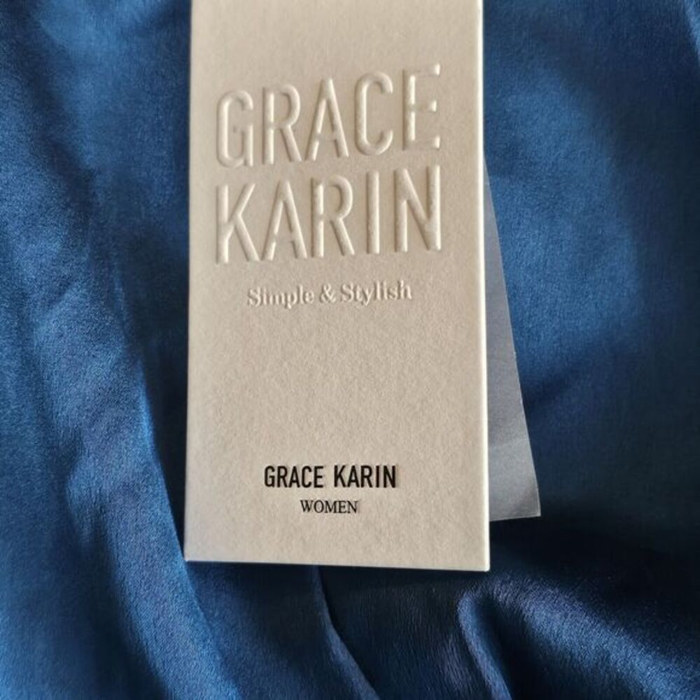 GRACE KARIN NWT S 2023 Off One Shoulder Satin Cocktail‎ Wedding Formal Dress - Picture 6 of 12